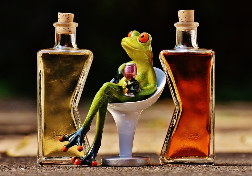 frogs, chick, beverages